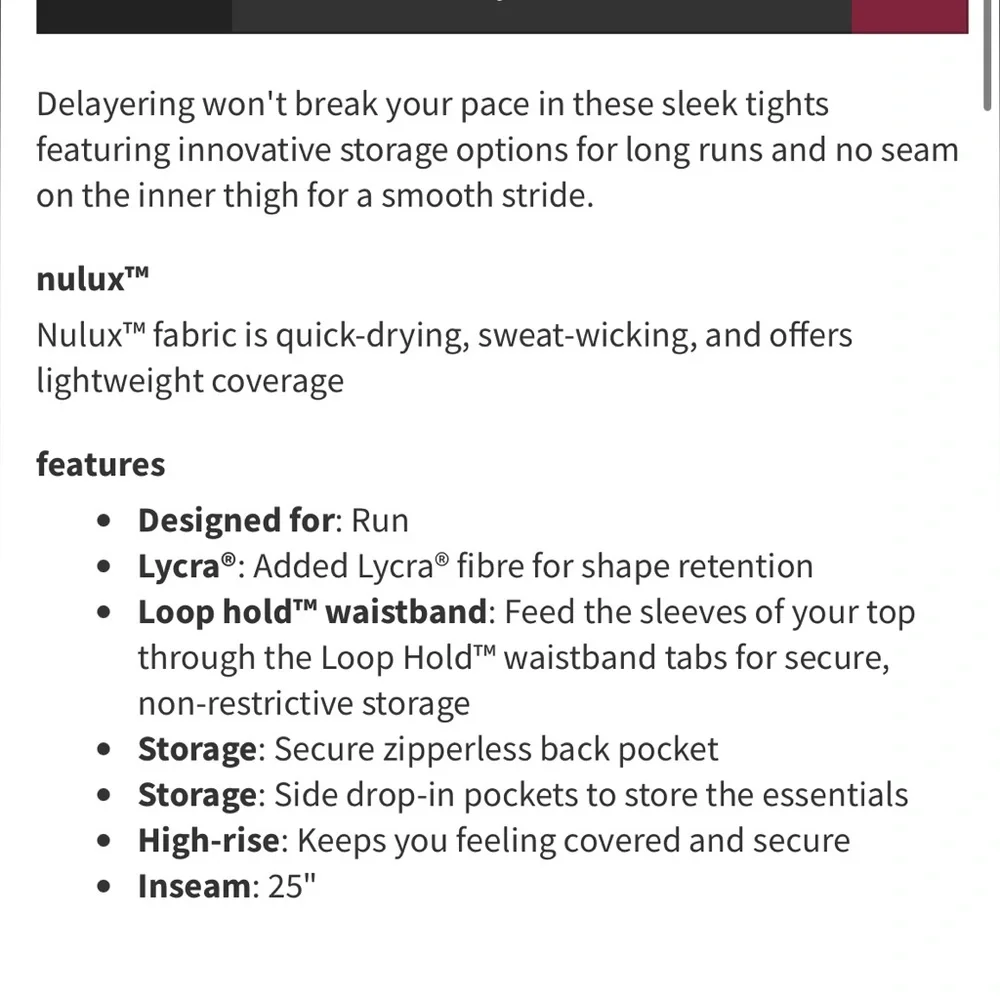 Lululemon NWT Free To Speed Tight Black - Picture 3 of 5